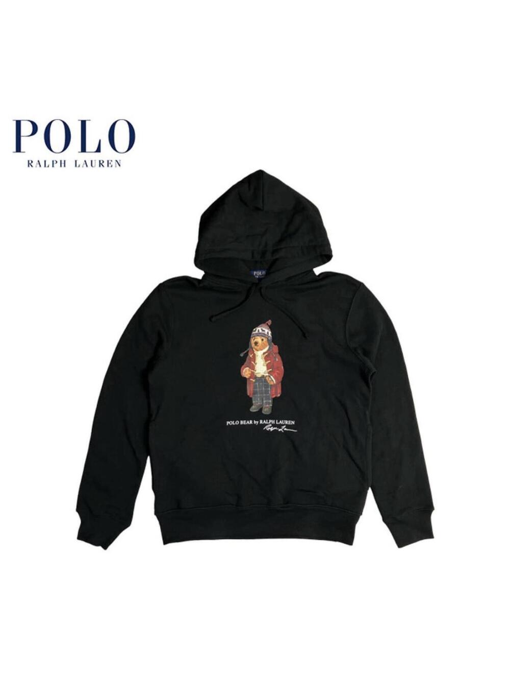 Polo Ralph Lauren Polo Bear Pullover Hoodie Black Medium Hooded Graphic NWOT